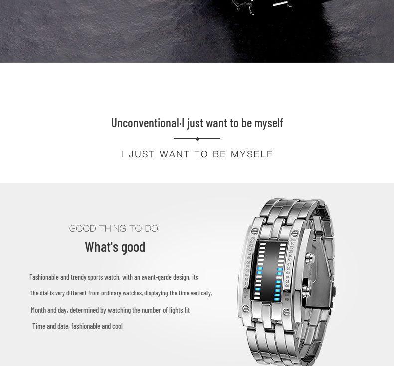 Koreanische Trendige LED Iron Man Dual-Line Binäre Mode Paar Studentenuhr