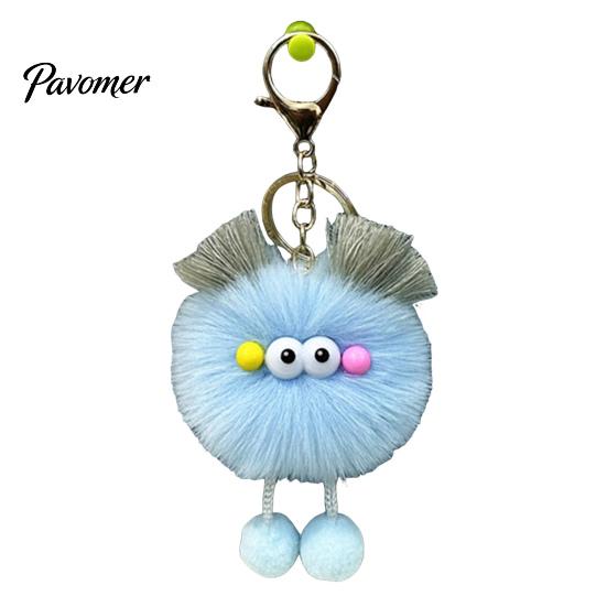Soft Pompom Key Ring Cartoon Plush Ball Keychain, Fluffy Keychain with Metal Clasp, Clasp Backpacks Handbags Keys Decorative Pendant for Men