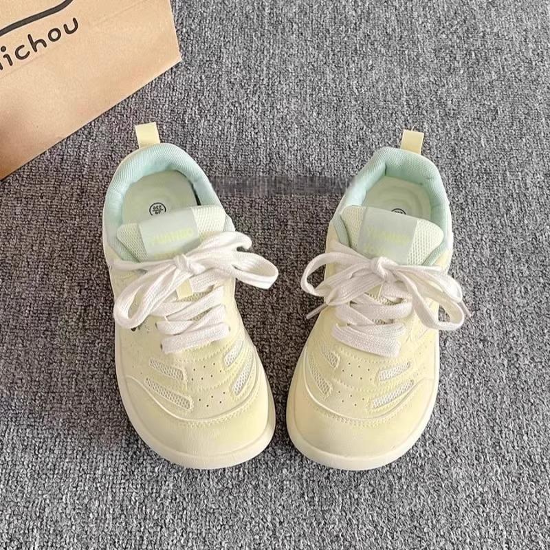 Korean version of women's shoes high value thick-soled white shoes 2025 spring new versatile shoes ins tide mesh breathable board shoes