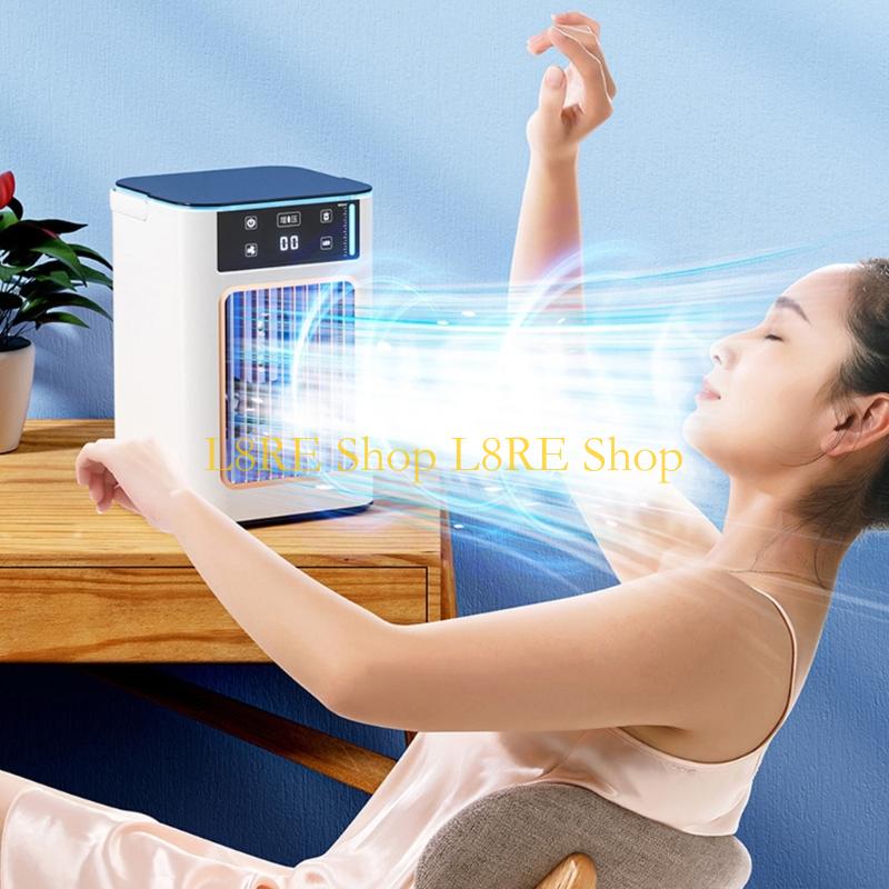 L8RE 3-Speed Portable Fan with Breathing Light Humidifying Air Conditioner Desk Fan