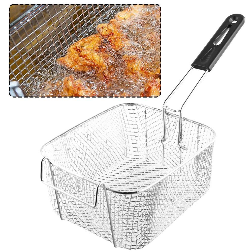 Nonstick Deep Fryer Stainless Steel Camp Food Container Portable Fryer Basket  Gathering