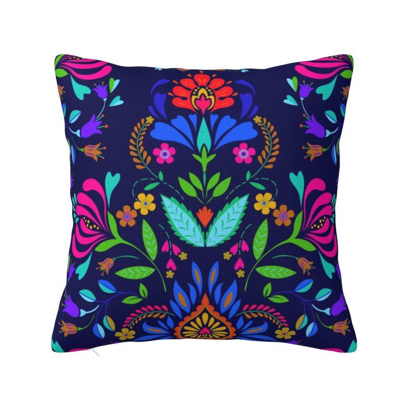 Custom Fashion Mexican Otomi Birds Texture Pillow Case 40x40cm Sofa Folk Floral Art Luxury Cushion Cover Car Pillowcase