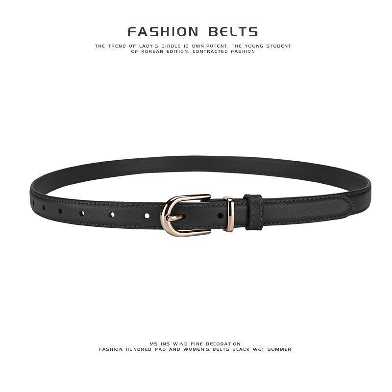 women s slim belt, ladies  minimalist narrow belt for women s jeans, genuine leather alloy pin buckle 105cm