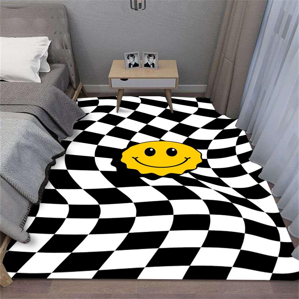 

Smiling Face Carpet Cartoon Living Room Bedroom Kitchen Sofa Table Balcony Rug Non-slip Washable Mat Home Exquisite INS 50X80CM