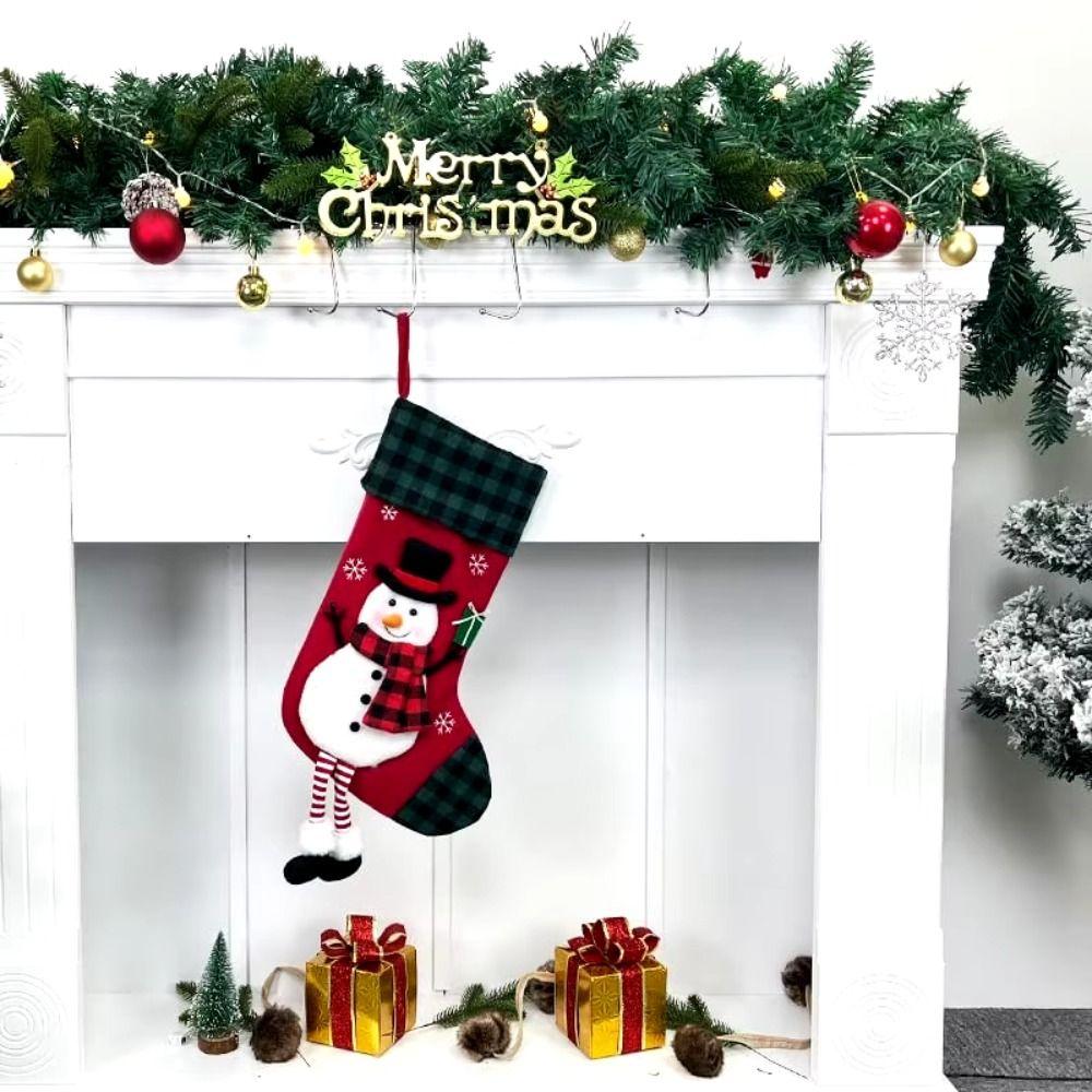 Penguin Large Candy Christmas Stocking Elk Fireplace Christmas Stocking  Garden