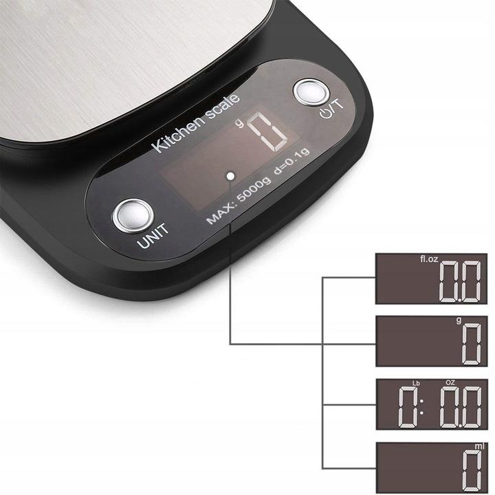 Waga Kuchenna Elektroniczna Precyzyjna Dietetyczna Lcd 5Kg/0,1G + Baterie