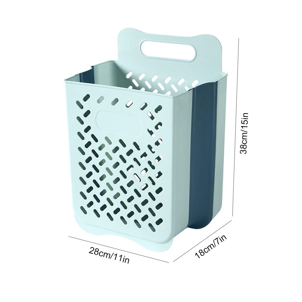 Collapsible Laundry Basket with Carry Handle Portable Punch-Free Clothes Bucket Organizer Wall Mounted for Bedroom and Bathroom