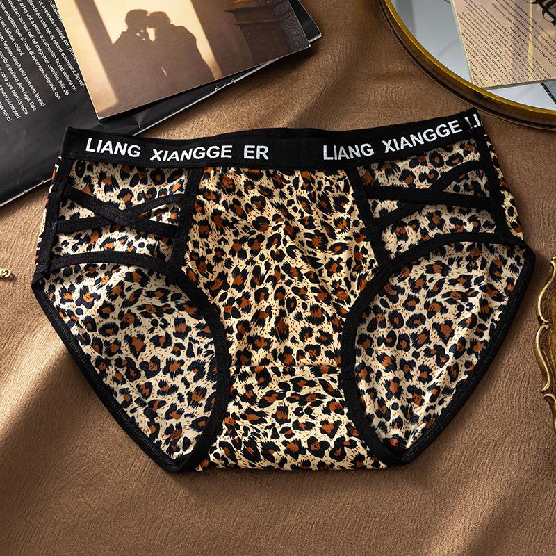 Damen Frühling und Sommer Einfache Mode Leopardenmuster Eis Seide Hoher Stretch Niedrige Taille Slips