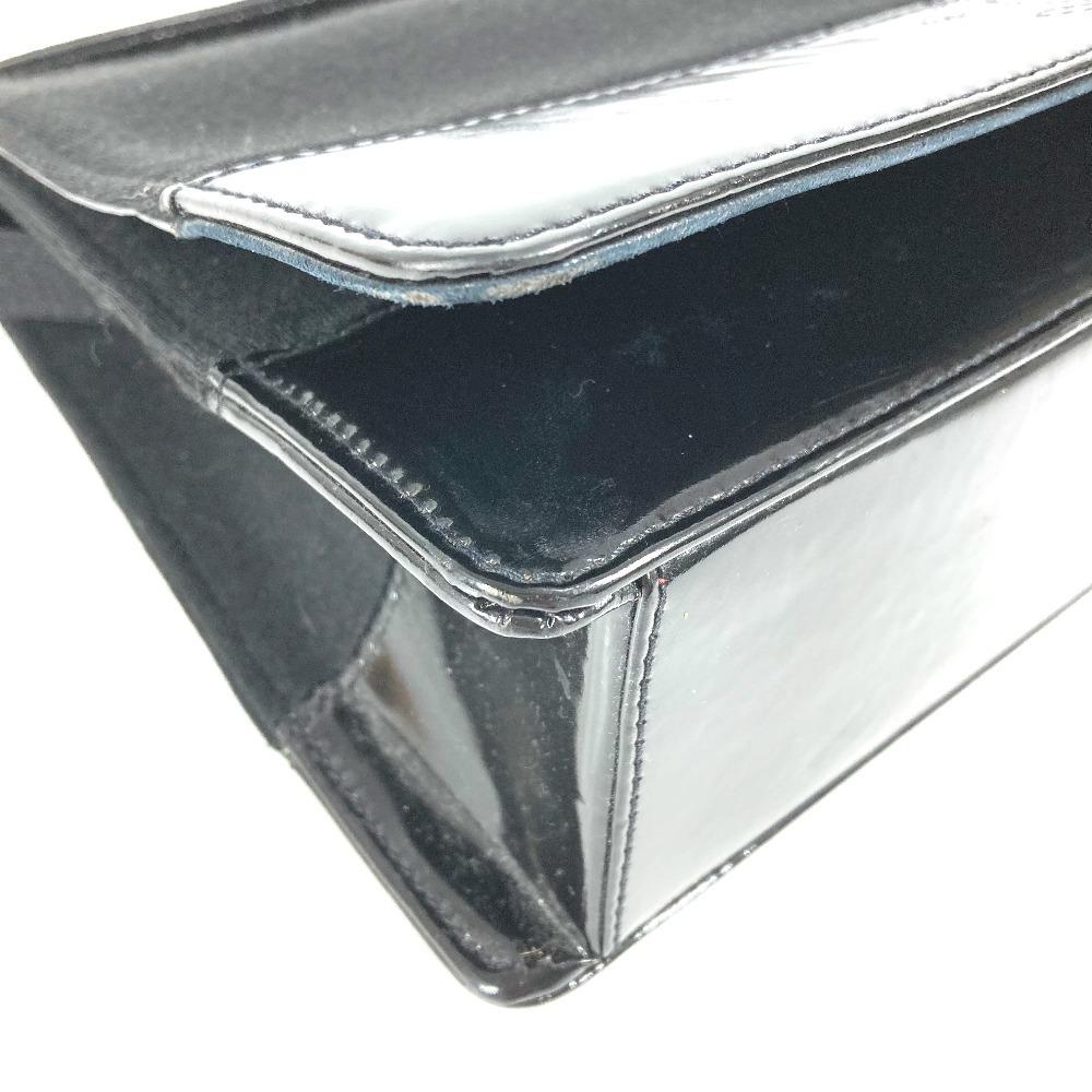 CHANEL vintage CC logo flap bag Shoulder Bag cotton / Patent Leather Black