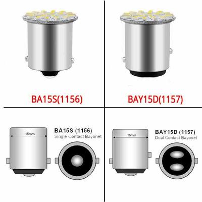 6/4/2/1PCS BA15S P21W 1156 1157 22SMD LED Patch Car Tail Side Indicator Stop Light Bulb White Red Yellow DC 12V