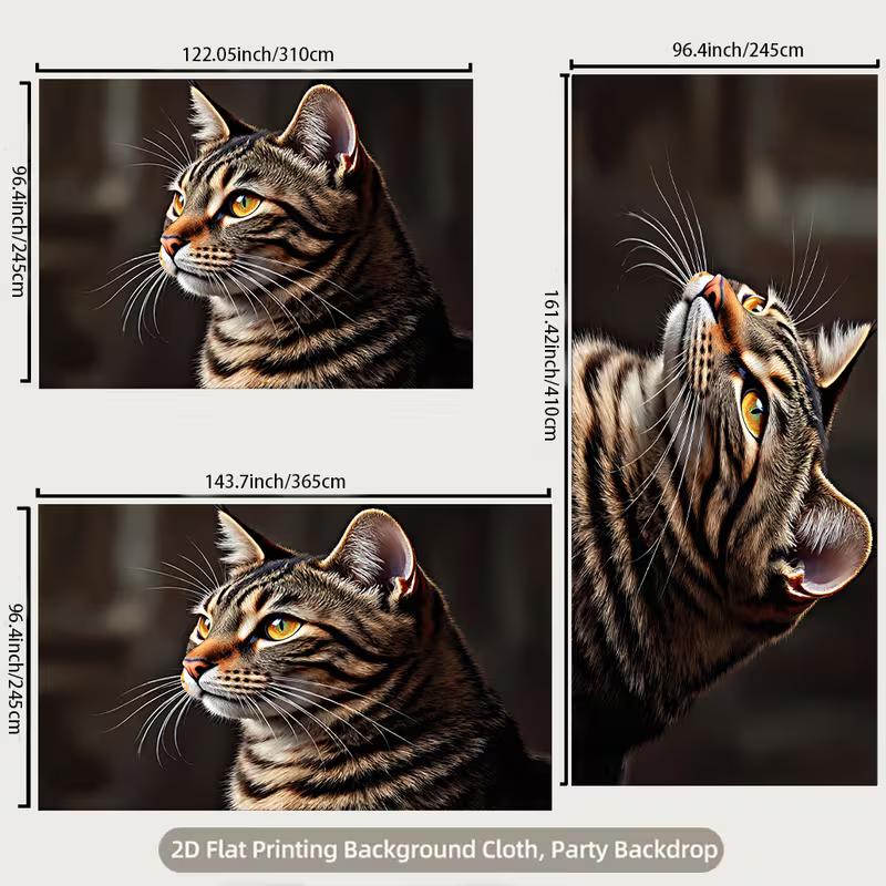2D Realistic Tabby Cat Backdrop Cloth, Pet Portrait Photography Background
