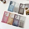 Custodia con Paillettes Gradiente e Portacarte, Placcatura Trasparente Per Samsung S25 S24 S23 S22 Ultra Plus A55 A35 A25 A54 A15 A14 A24 Cover Antiurto
