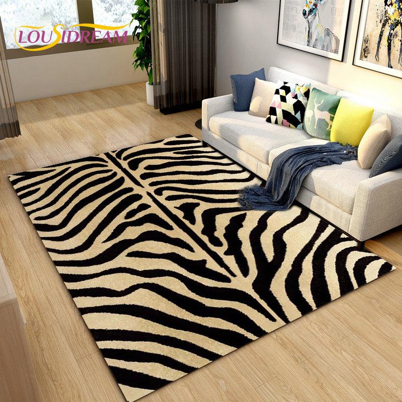 3D Stripe Tiger Print Pattern Area Rug Large,Carpet Rug for Living Room Bedroom Kitchen Doormat Decoration, Non-slip Floor Mat
