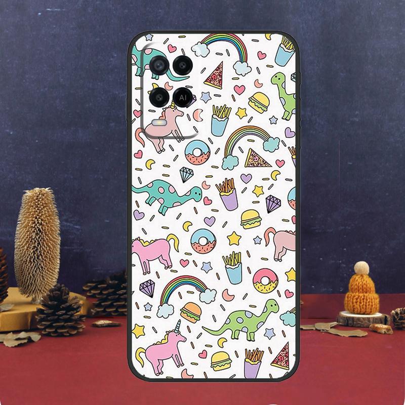 Dinosaur Pattern Case For Oppo A60 A80 A40 A6 A5 Pro A15 A16 A17 A57 A94 A74 A54 A76 A96 A18 A38 A58 A78 A98