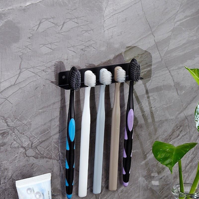 Wall Mounted Toothbrush Holder No Drill Metal Toothbrush Storage Rack Rustproof Bathroom Organizer For Washroom Wall Decor