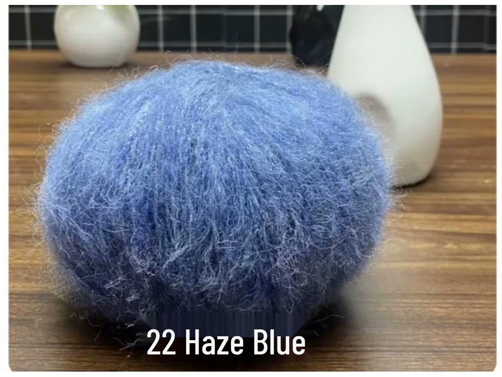 Medium-Thick Sparkly Mohair & Wool Soft Hand-Knitting Yarn Skein