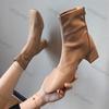 Women's Fashion Chunky Ankle Boots Autumn New Fashion Pointed Toe Square Head Short Thick Zipper Comfortable Non-slip Goth Boots