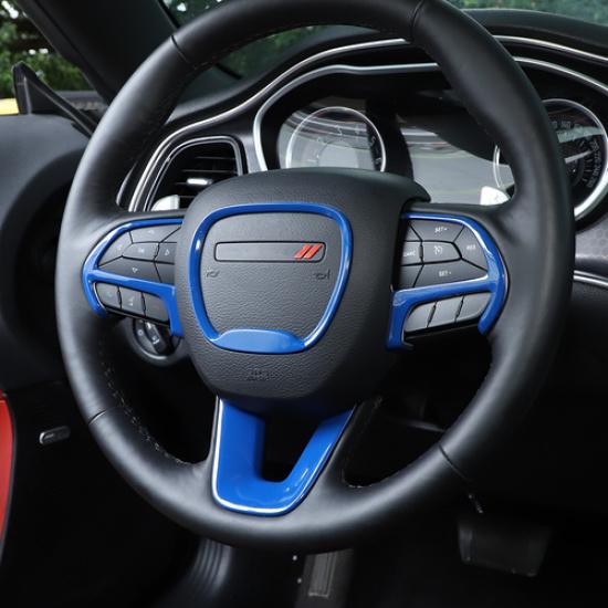 Blue Steering Wheel Frame Trim Cover for Dodge Challenger/Charger/Durango 2015+