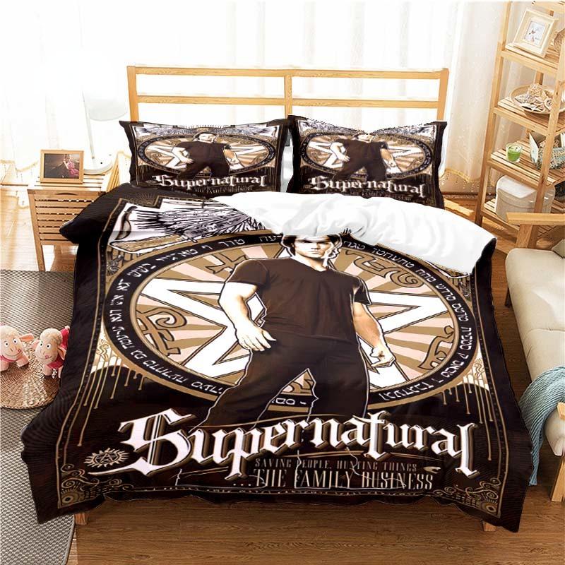 Supernatural Pattern Duvet Cover Set Bedding for Aldult Kids Bed Set Game Quilt Cover Comforter Cover Bedding Set