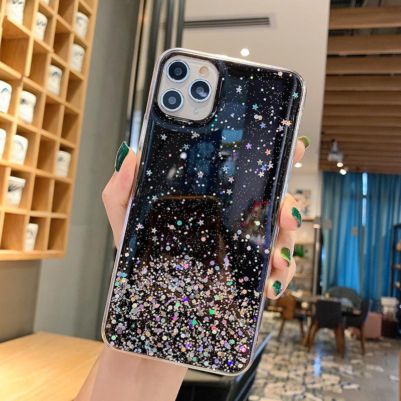 Applicable To IPhone 15 Mobile Phone Case Flash Powder Rubber Star 12 Apple 16 Protective Case 14 Promax Soft 13 Simple