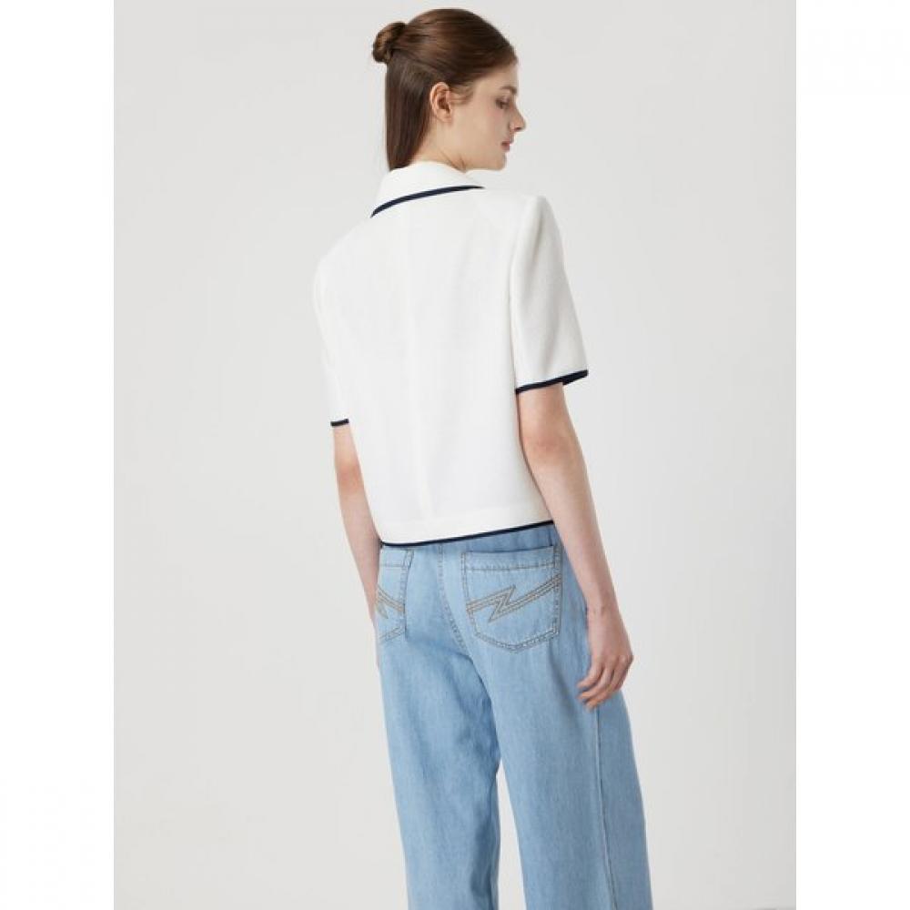 Cc Collect Half Sleeve Color Trim Crop Jacket C252msf037