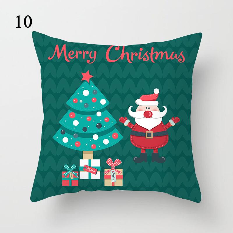 Christmas Cartoon Santa Claus Elk Penguin Decorative Pattern Pillow Case Bedroom Living Room Sofa Cinema Car Throw Pillow Case