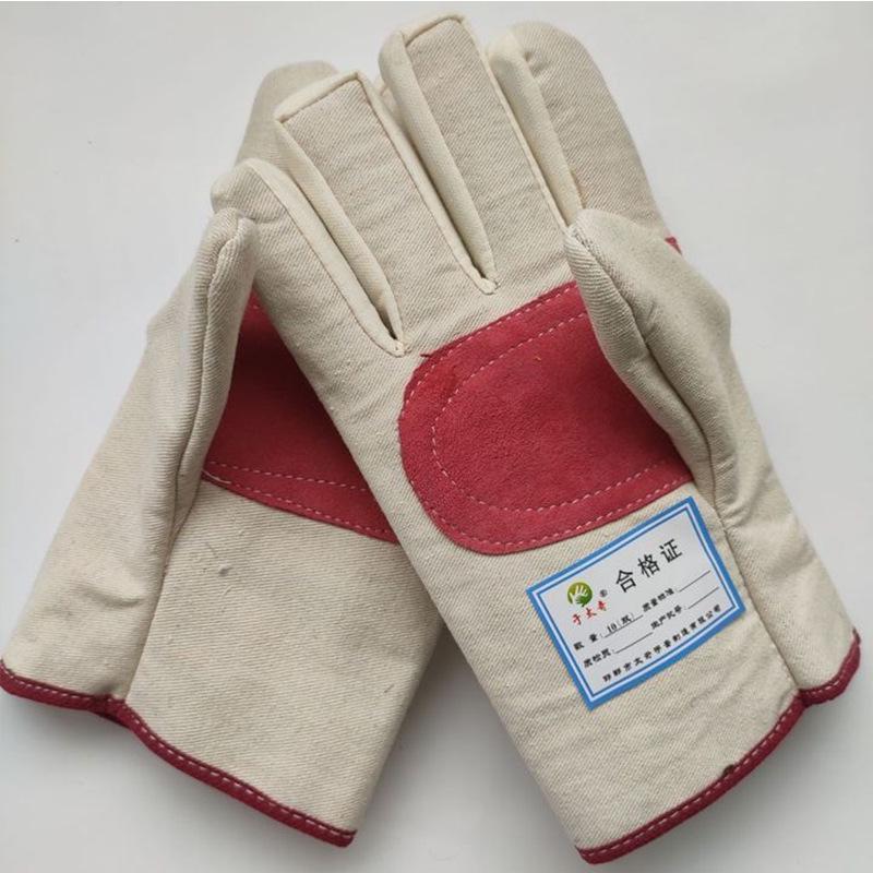 Rękawice spawalnicze z podwójnej warstwy płótna 24-nitkowego - Grube, olejoodporne, odporne na ścieranie, trwałe, ochrona przemysłowa