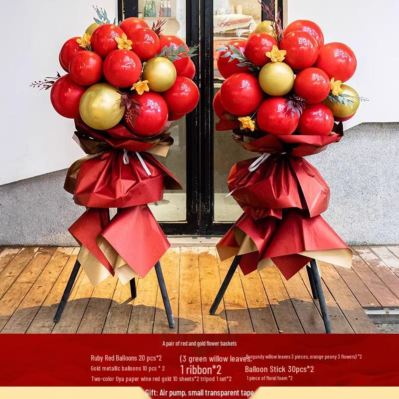 National Day Balloon Column & Flower Basket Decoration for Event Atmosphere