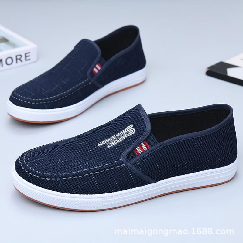 Mens Slip-On Canvas Loafers Breathable Non-Slip Casual Shoes Fall