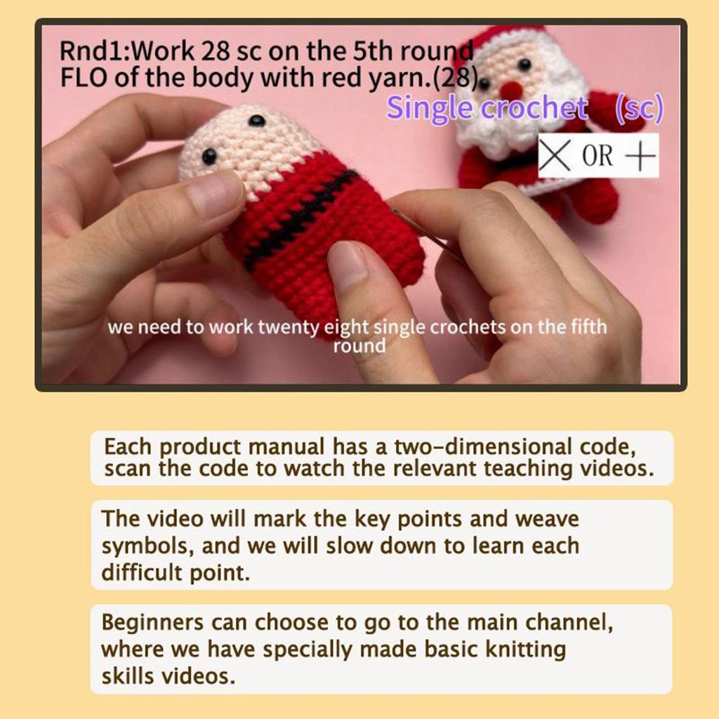 Beginner Christmas Crochet Kit Handmade Making Set Crochet Christmas Doll Kit For Adults Teens DIY Enthusiasts Beginners Craft