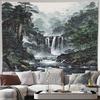 Epic Nature Waterfall Tapestry Wall Hanging Prints Misty Mountain Forest Landscape Chinese Style Art Decor for Bedroom Living Ro