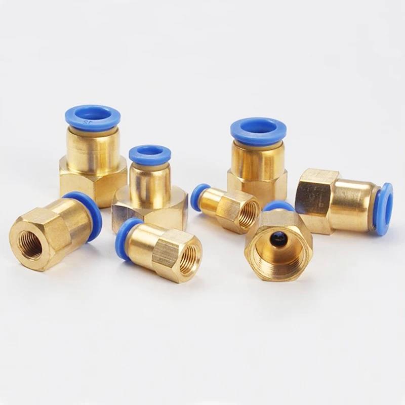 10PCS PCF Pneumatic Air Connector 4 6 8 10 12mm Hose Tube 1/8" 3/8" 1/2" 1/4" BSP Female Thread Brass Quick Pipe Joint Fitting PCV Valves 1