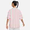 Nike Color Block Stripe Print Casual Short Sleeve Drop Shoulder T-Shirt Women Tops Pink FQ0701-122