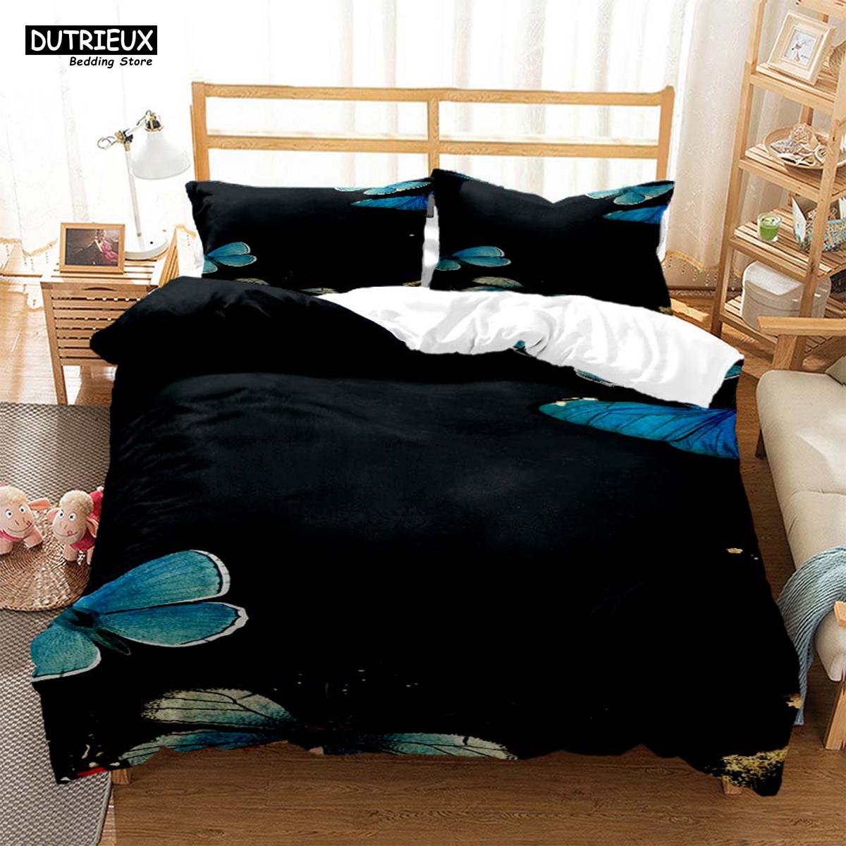 Simple And Atmospheric Butterfly Printed Bedding Soft And Comfortable Comforter Bedding Sets Complete Size Customizable EU Single(135*200cm)3pcs