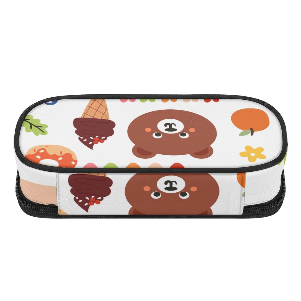 Pen Case Printed Large Capacity 300D Polyester Smooth Zipper with Mesh Pocket Removable Divider and Pen Slots for Daily School Use