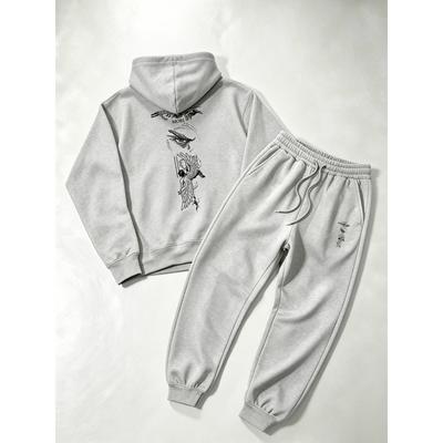 Ensemble Sweat à Capuche et Pantalon Jogging pour HommeEnsemble 2 pièces Sportswear Décontracté à Capuche et Cordon de SerrageMEMENTO MORI Crâne Oiseau Impression Lettres Sombres