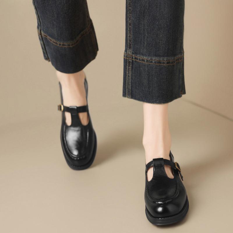 Vintažiniai Mary Jane batai Lengvi moteriški batai Britiško stiliaus Maži odiniai batai Prancūziški lofers Apskritas priekis Viengubi batai