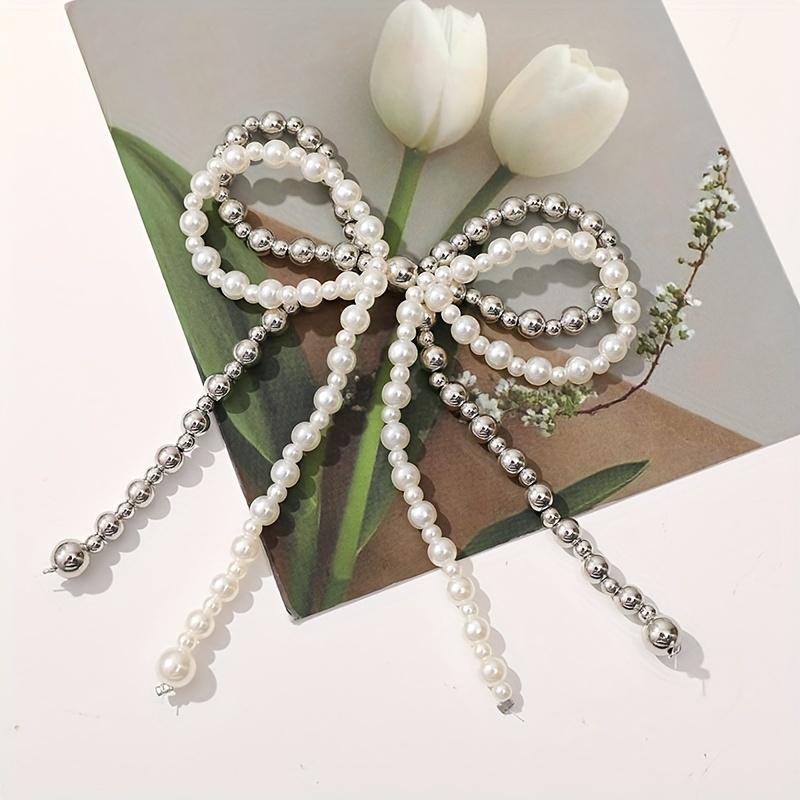 1pc Pearl Butterfly Knot Shoe Charm Pendant,DIY Versatile Handcrafted Bead Decoration for Shoes and Bags,Plastic Material