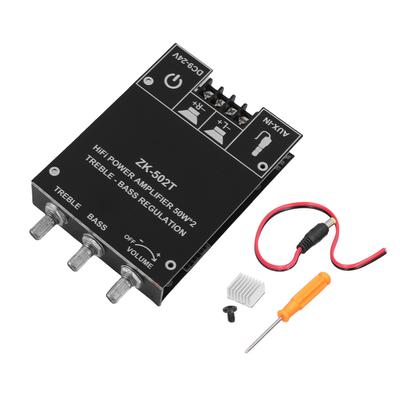 Power Amplifier Board Module Bluetooth Stereo Dual Channel AMP with Treble Bass Control ZK‑502T