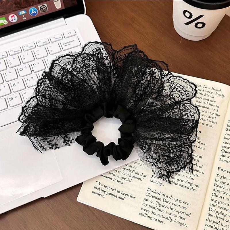 2025 Women s High-End Chic Ballet Style French Lace Flower Hair Tie Skirt Edge Hair Accessory