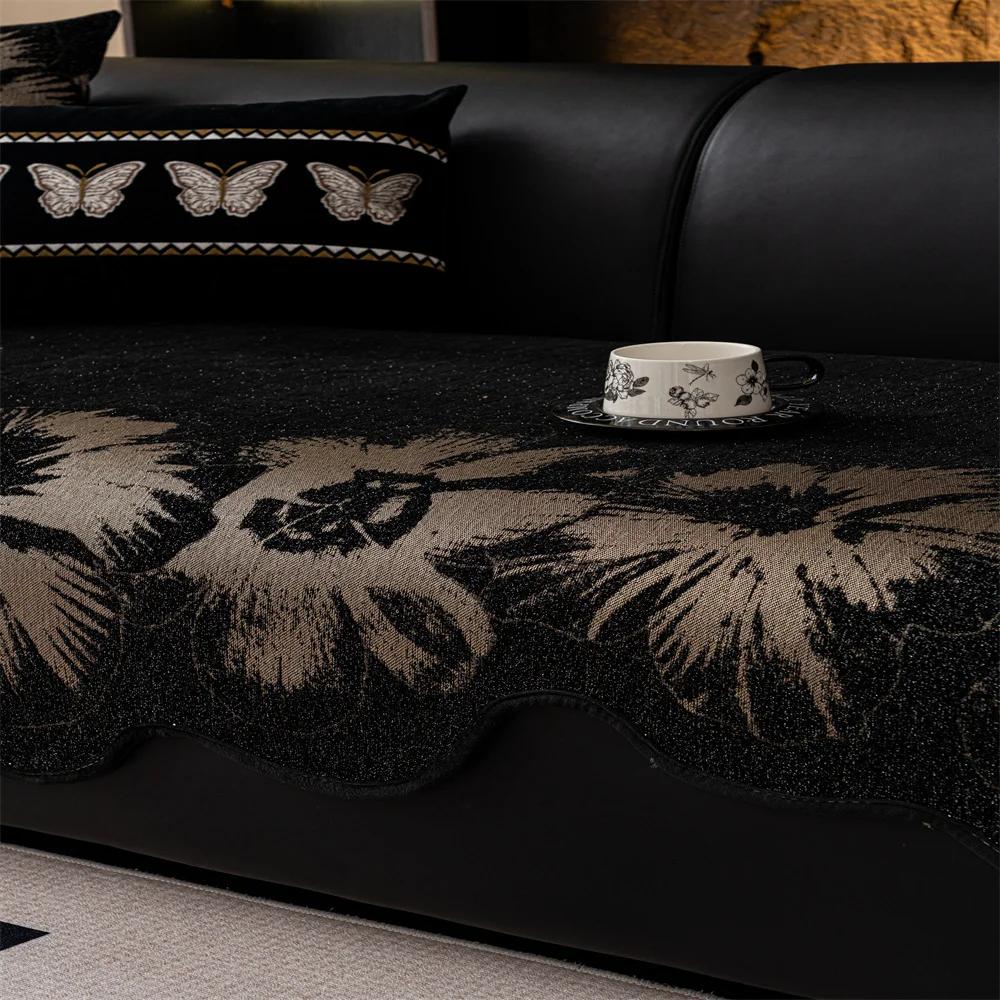 Cream Wind Plush Sofa Cushion Autumn and Winter Thick  New Fixed Non-slip Cushion Straight Row Armrest Cover Cloth Towel