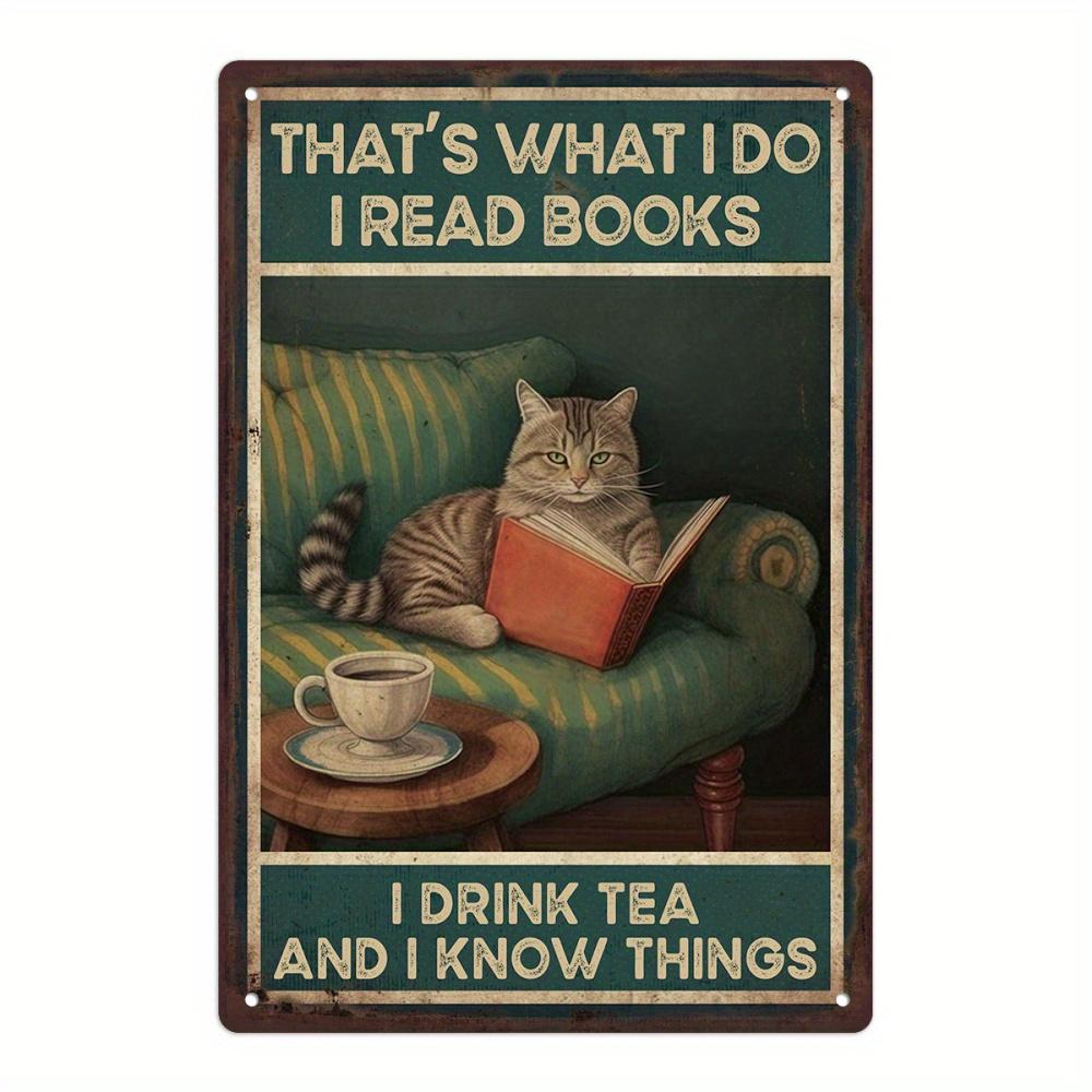 

Vintage Cat Metal Tin Sign - That S What I Do, I Read Books Wall Decor for Living Room, Bedroom, or Study, Iron Sign Cat Decor 20x30cm（7.8x11.8inch）