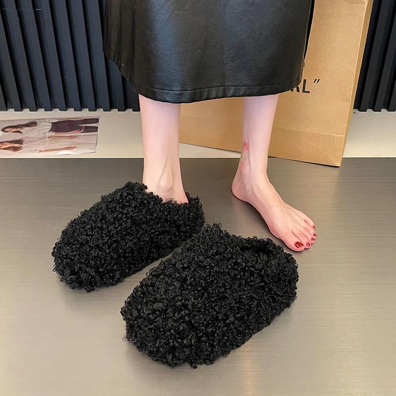 Fashion Women's winter round-toed deep-mouthed slippers, deodorizing and wear-resistant plush shoes, fashionable new styles