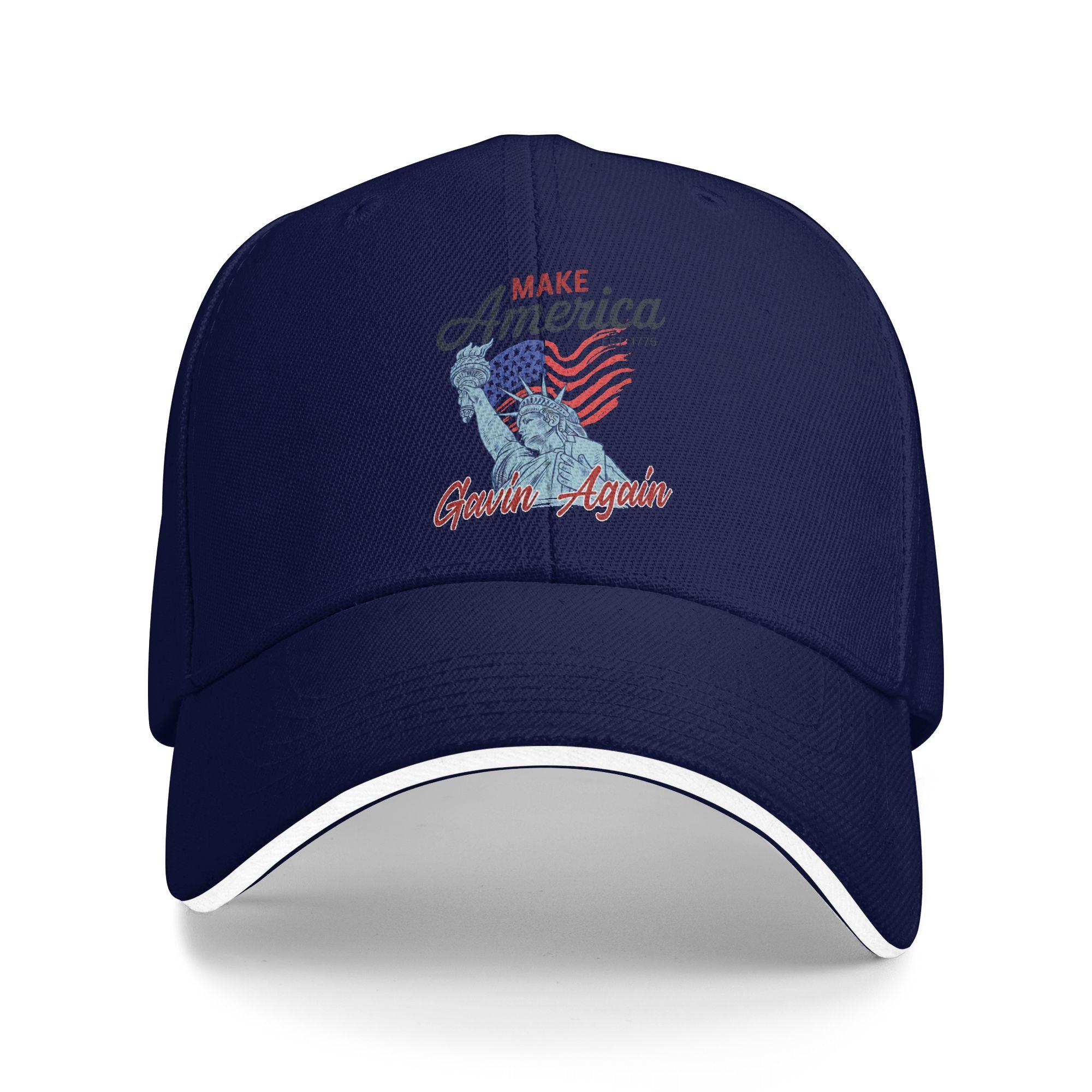 

USA Make America Gavin Again Baseball Caps Retro Sandwich Hat for Men Women Adjustable Sun Hat Outdoor One Size темно-синього кольору