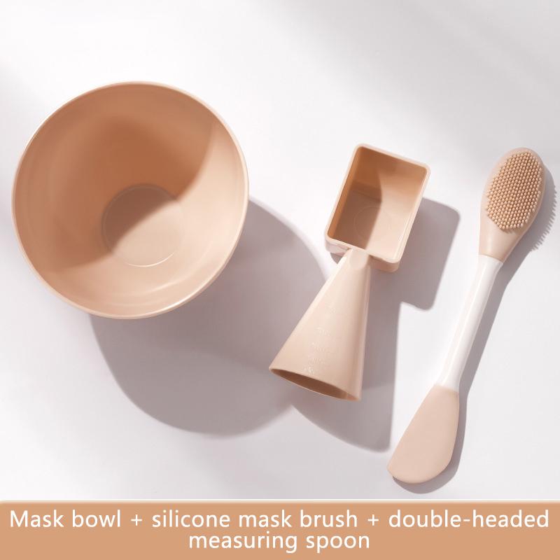3Pcs/Set Silicone Mask Brushes Bowl Measuring Cup Diy Powder Seaweed Mask Tools Handle Multi-Function Brush Face Mud Mixing