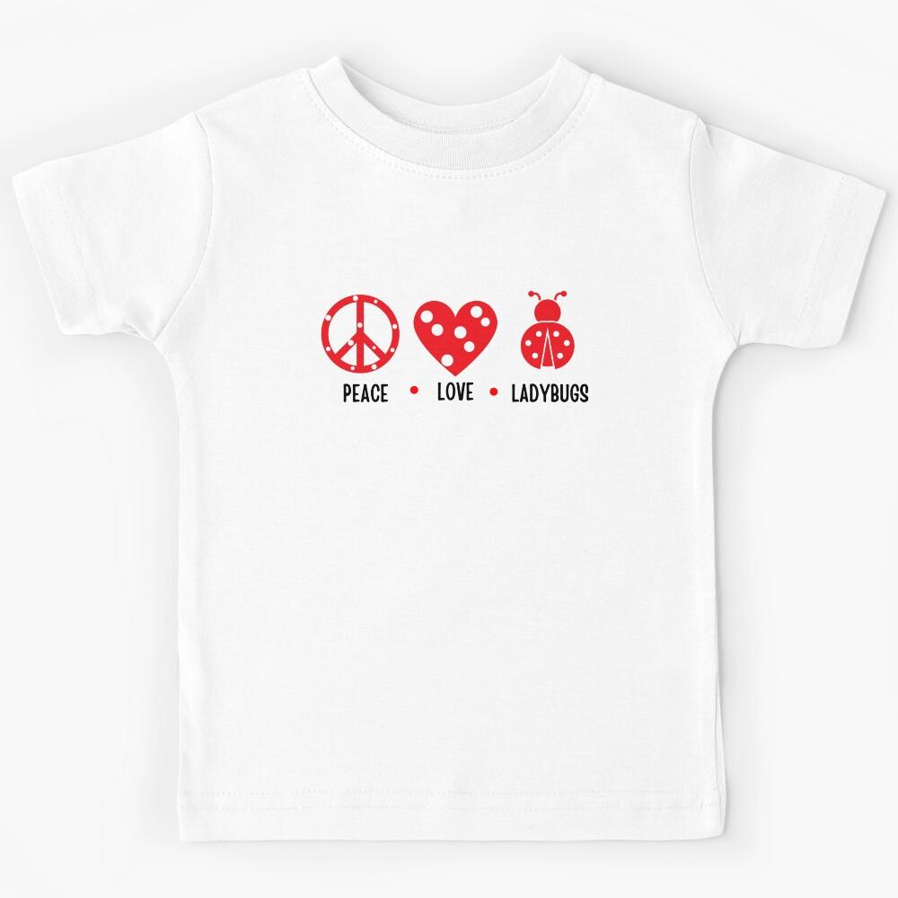 Peace love Ladybugs graphic Kids T-Shirt 130