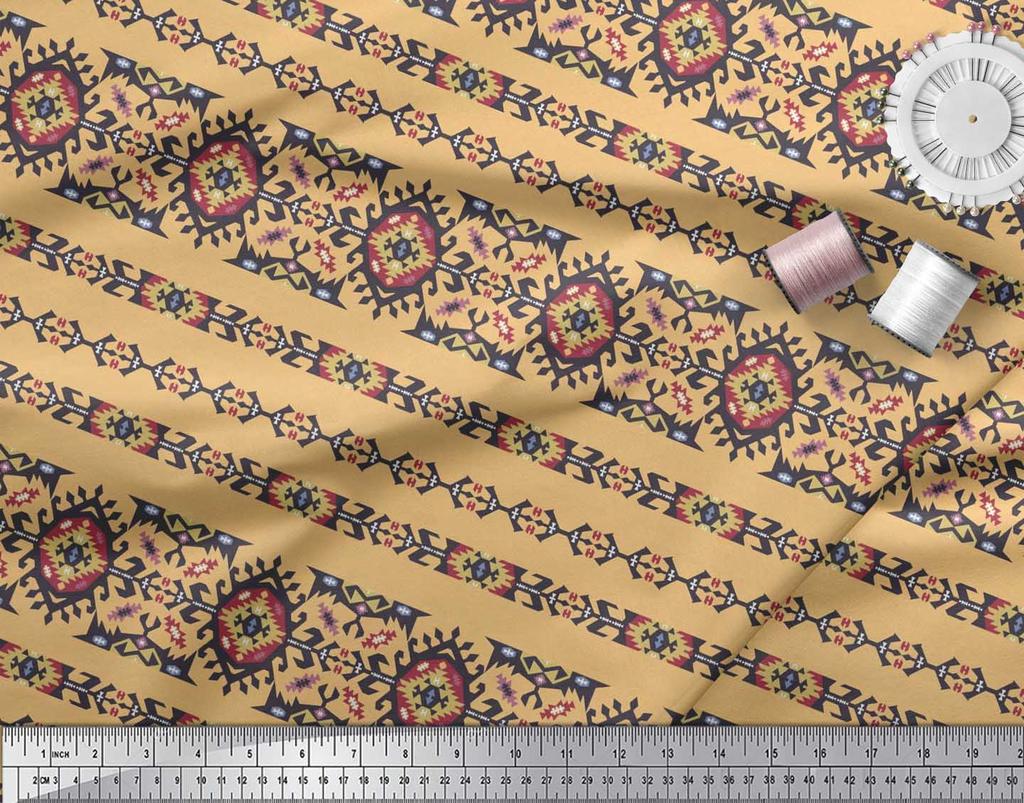 Soimoi Țesătură Satin Crep Japonez Aztec Sud-Vest Imprimată 1 metru 42 Inch