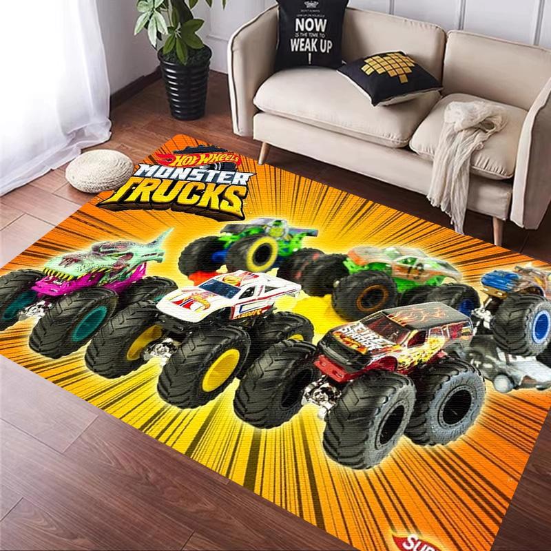 H-Hot Wheels-Themed Large Carpet Mat for Bedroom and Living Room Decor Stylish Area Rug Long Hallway Entryway Doormat Durable