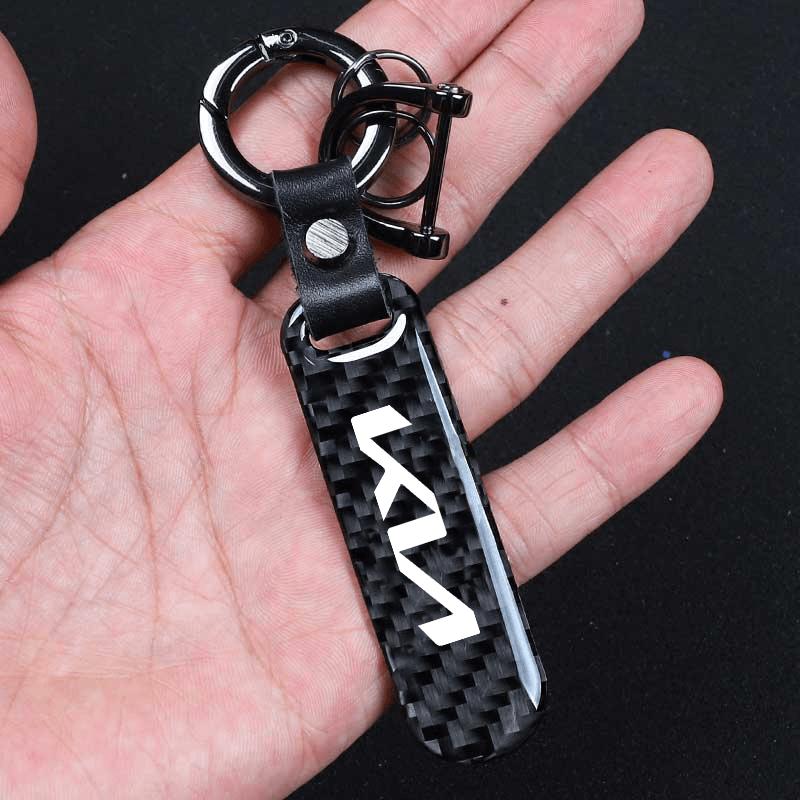 YDHM8 Carbon Fiber Car Decoration Keychain Key Ring for Kia Sportage Ceed Picanto Rio ProCeed Niro 5 3 4 K7 K5 K8 K3 Ray K9