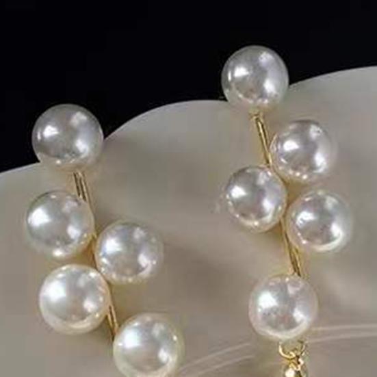 1 Paire Boucles d'Oreilles Pendantes Géométriques Fausse Perle Bijoux Style Français Boucles d'Oreilles Électroplaquées pour Mariage